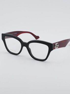 Gucci GG1424O 013 Eyeglasses Black / Red 54mm Cat Eye Frame